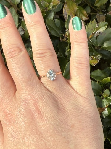 14k Rose Gold Aquamarine And Diamonds - Picture 5 of 10