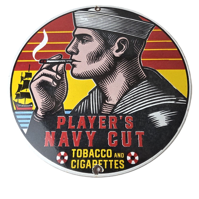 #ad #ad Vintage Tobacco Sign Porcelain Players Navy Cut Gas Oil Pump Cigarettes Sign $142.47
