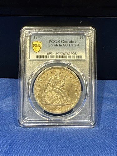 1847 $1 Seated Liberty Silver Dollar PCGS AU Details
