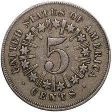 1866 USA Shield Nickel 5 Cents Coin – Five Cent Piece