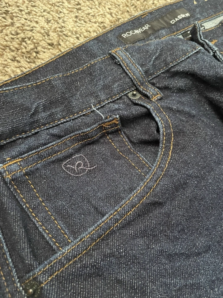 Rocawear Vintage Baggy Dark Blue Denim Jeans Size 40 Y2K Skater Embroidered - Image 2 of 4