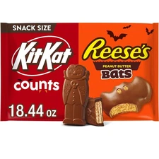 Kit Kat & Reese's Halloween Candy 18.44 oz,30 Snack Size Assorted Milk Chocolate