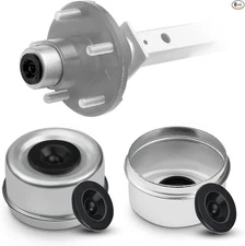 2PCS 2.72'' Trailer Axle Wheel Hub Dust Cap with 4 Rubber Plugs Fit for Lube Cap