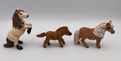 Schleich Miniature SHETLAND PONY FAMILY Foal Mare Stallion Horse 41432 Figures