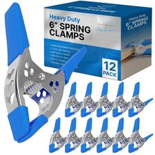 Lot of 12-6" inch Spring Clamp Large Super Heavy Duty Spring Metal Blue - 2.5...