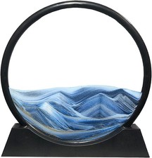 Aoderun Moving Sand Art Picture Round Glass 3D Deep Sea Sandscape in Motion Disp