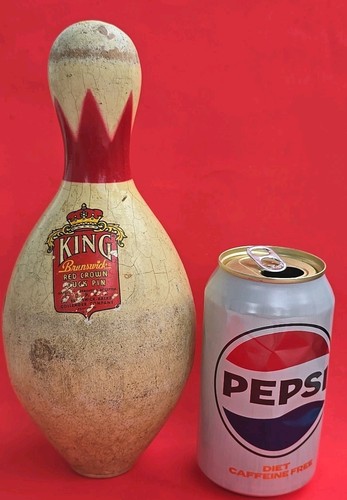 Brunswick King Red Crown 9,5" Vintage Duck Pin Holz Bowling Pin USA - Bild 3 von 8
