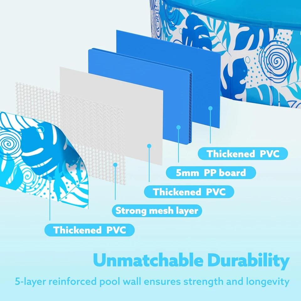 Foldable Dog Kiddie Pool Portable Hard Plastic Kids Baby Pet Wading Pool - Image 3 of 4