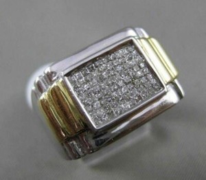 gypsy cut 0ct 14k diamond ring estate gold tone princess mens square