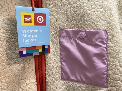 LEGO® x Target Womens Cream Red Sherpa Fleece Sweater Jacket Pink Pocket S Small - Picture 4 of 12