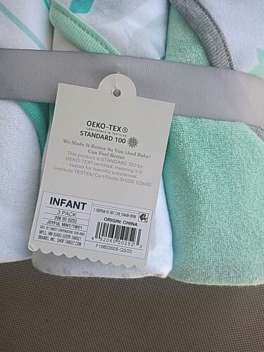 New Infant Cloud Island Green/Gray 3pack Hooded Towel Lightweight - Picture 2 of 3