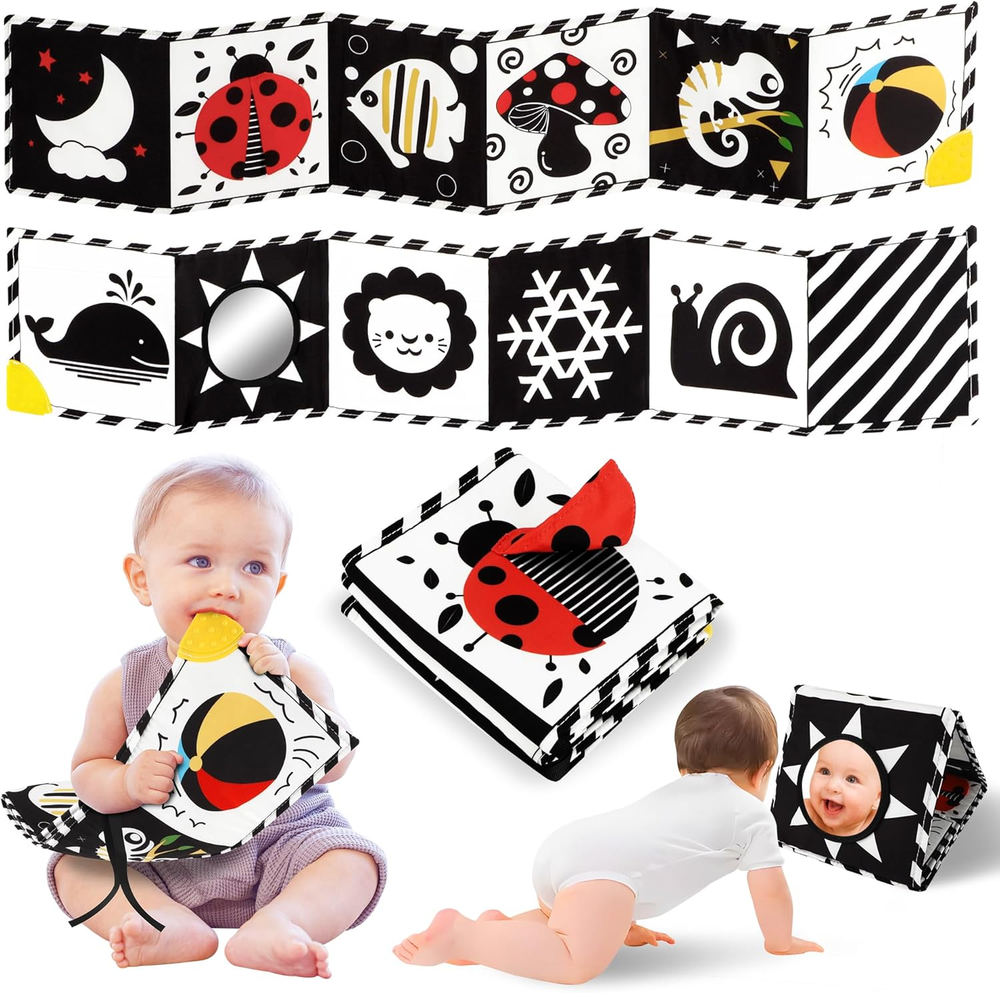 High Contrast Baby Toys, Black and White Newborn Toys for Brain Development, Sof