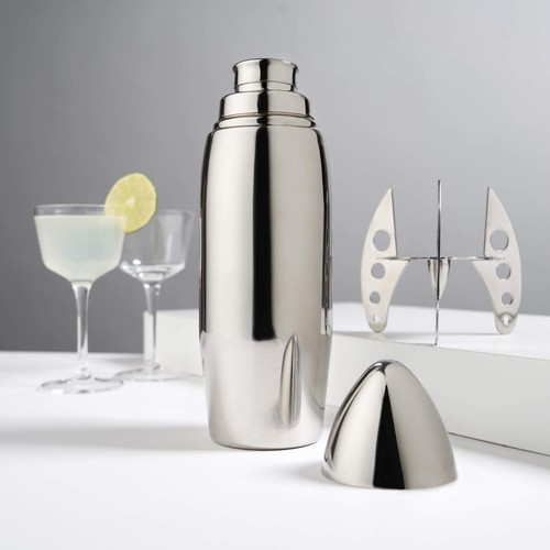 Viski Rocket Cocktail Shaker Set Stainless Steel Cobbler Shaker With Strainer - Picture 7 of 9