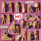 U-pick Ho train scene People Gold pan men donkey Lady man Picnic Cowboy Horse