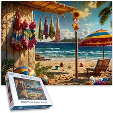 Beach Life 1000 Piece Jigsaw Puzzle Colourful Coastal Escape Sun, Sand Sea