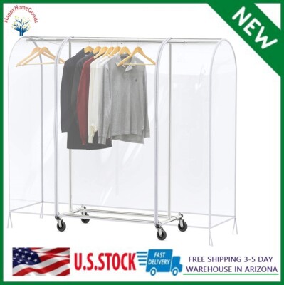 PEVA Garment Rack Cover - Waterproof, High-Quality Zippers - Fits Most Racks