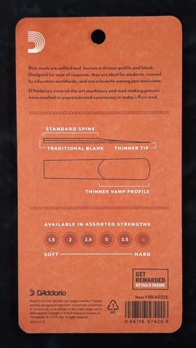 D'Addario Rico Tenor Saxophone Reeds 2.5 Strength 3 Count Pack - Picture 2 of 2