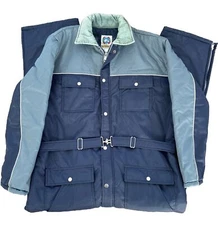 Vtg Weather Breaker Winter Snowmobile Racing Ski Suit Black Mens XL Ice Fishing 