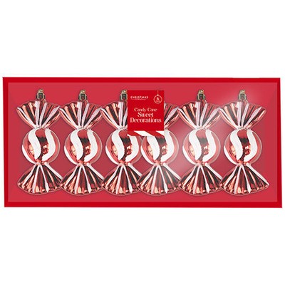 Christbaumkugeln Candy Stripe süßes Design - 6er Pack festliche Ornamente