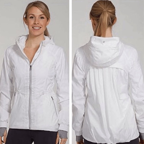 Lululemon Resolution Hooded Activewear Jacket in White Lightweight Size 4