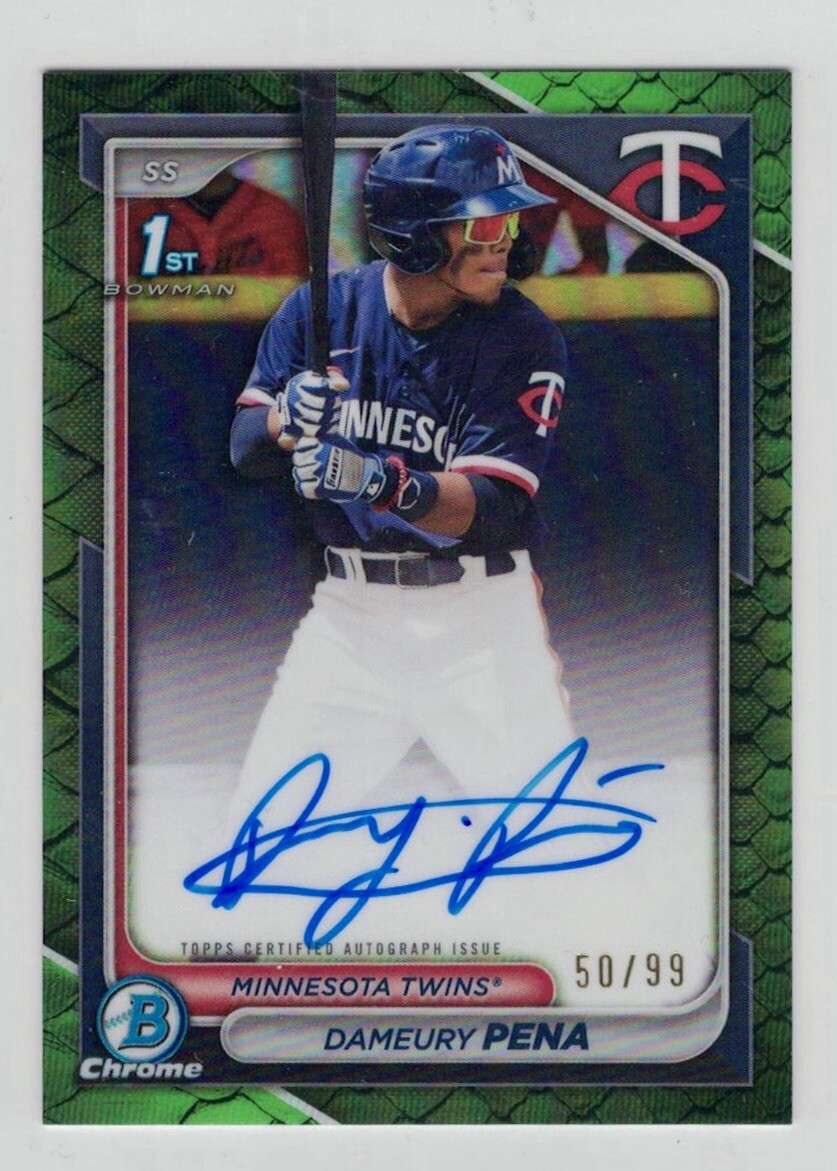 2024 Bowman Chrome Dameury Pena 1st Bowman Green Reptilian Auto #50/99