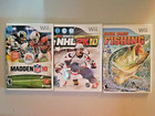 Nintendo Wii Madden NFL 10, NHL2K10, Bass Fishing Video Game
