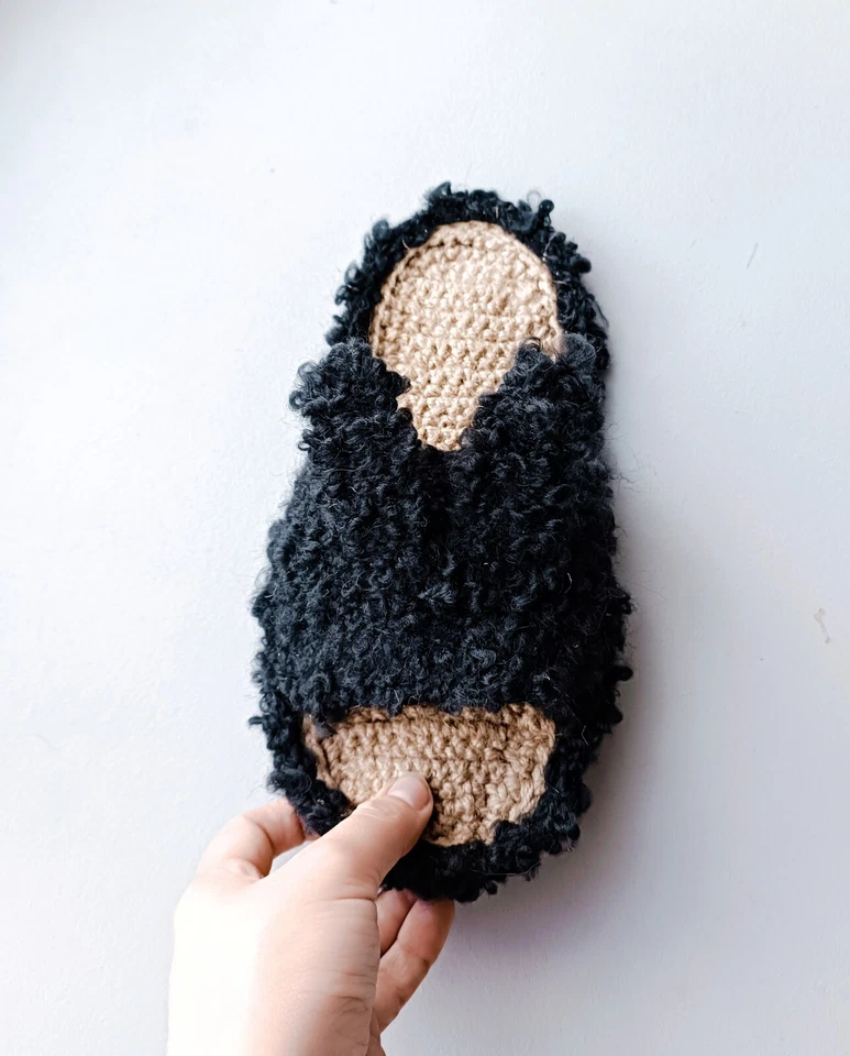 Black Bunny slippers new size 8.5 hemp handmade shoes non-slip sole - Image 4 of 4