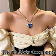 24K+ Sold TITANIC BLUE "HEART OF THE OCEAN" NECKLACE IN A SILVER GIFT BOX