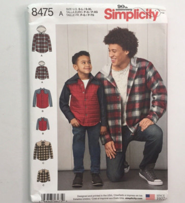 Simplicity 8475 Jacke Herren Jungen Shirt Kapuze Hoodie PLUS Top neu ungeschnittenes Muster