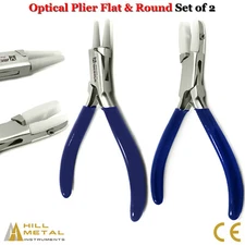 Set of 2 Optical Jeweler Pliers Round & Flat Nose Optical Nylon Jaw Plier Tools