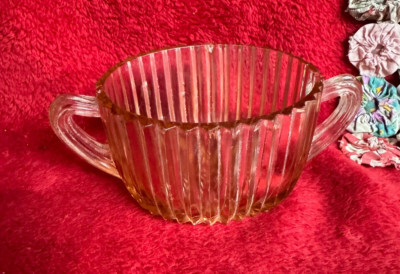 Vtg Cut Glass & Etched Design Open Sugar Bowl Floral Design