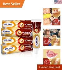 Clinically Proven Denture Adhesive Cream Set - 4 Flavor-Free Tubes, Strong Hold