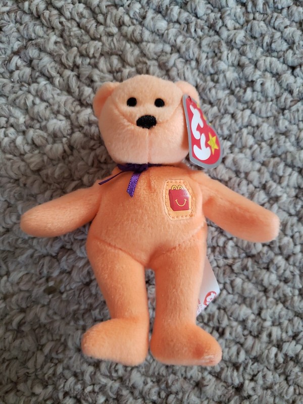 Ty McDonald's Happy Meal Teenie Beanie #7 Happy Meal the Bear 2004 Orange