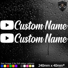 2 x Personalised YouTube Name Logo Vinyl Decal Sticker Social Media You Tube