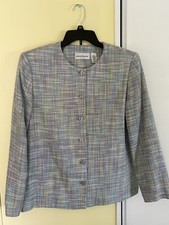 Alfred Dunner Women's Pastel Tweed Single Breasted Blazer Jacket Size 12 EUC