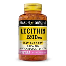 Mason Natural Lecithin 1200 mg - Healthy Cardiovascular System, 100 Softgels