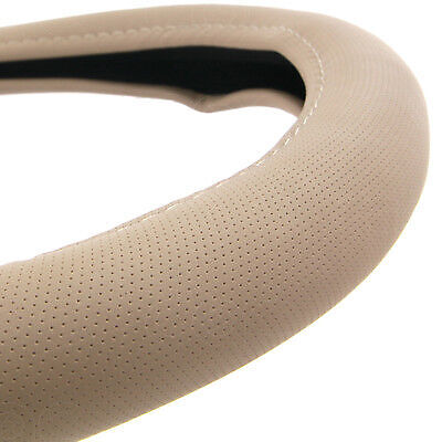 Syn Leather Steering Wheel Cover for Car SUV Truck Comfortable Punch Grip Beige - Picture 4 of 9