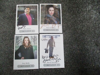 4 x Coronation Street (Marc Anwar, Amy James-Kelly) handsignierte Fotokarten