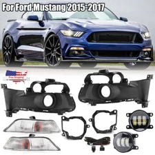 For 2015-2017 Ford Mustang Fog Lights Turn Signal Lamp Assembly w/Cover Wire Kit