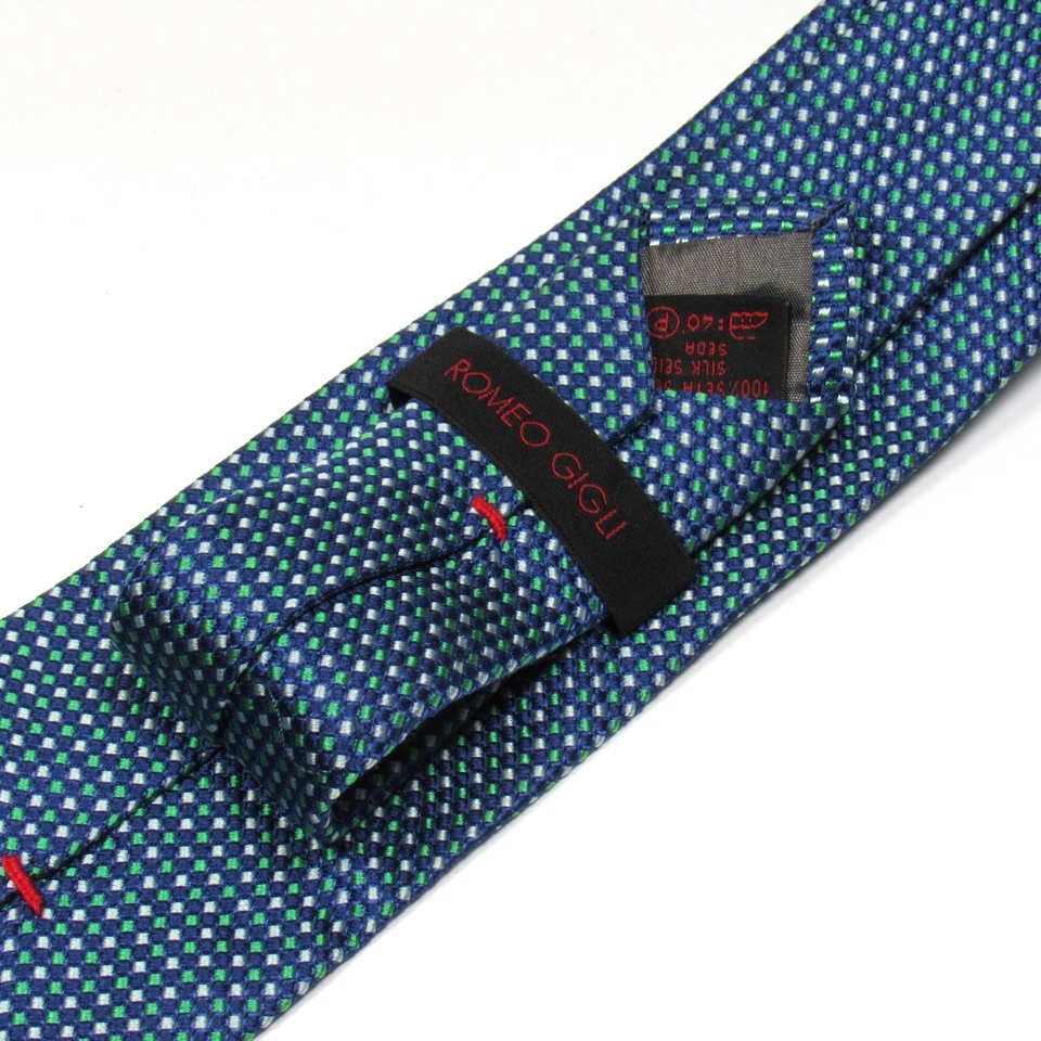 Corbata de seda texturizada para hombre Romeo Gigli hecha en Italia azul francés Foto 3 de 4