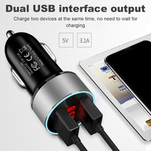Car Charger 3.1A Smart Dual USB ports Fast Charging Electronics Automotive I3P0 - Photo 7 sur 19