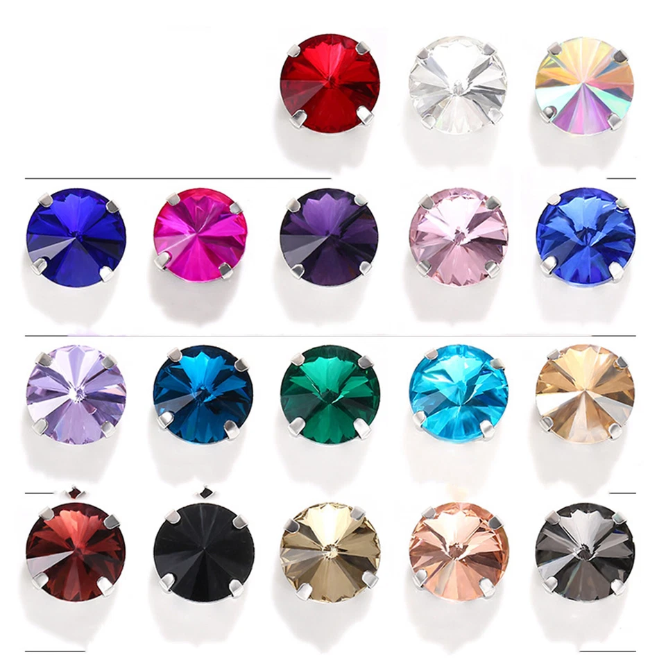 Artesanal Mezcla Color Cristal Redondo Rivoli Costura Estrás Rosa Montes Cuentas Foto 4 de 4