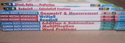  Lot of Kumon Grade 3,4,5 Workbooks -Geometry &Measurements-Writing, Reading- PB