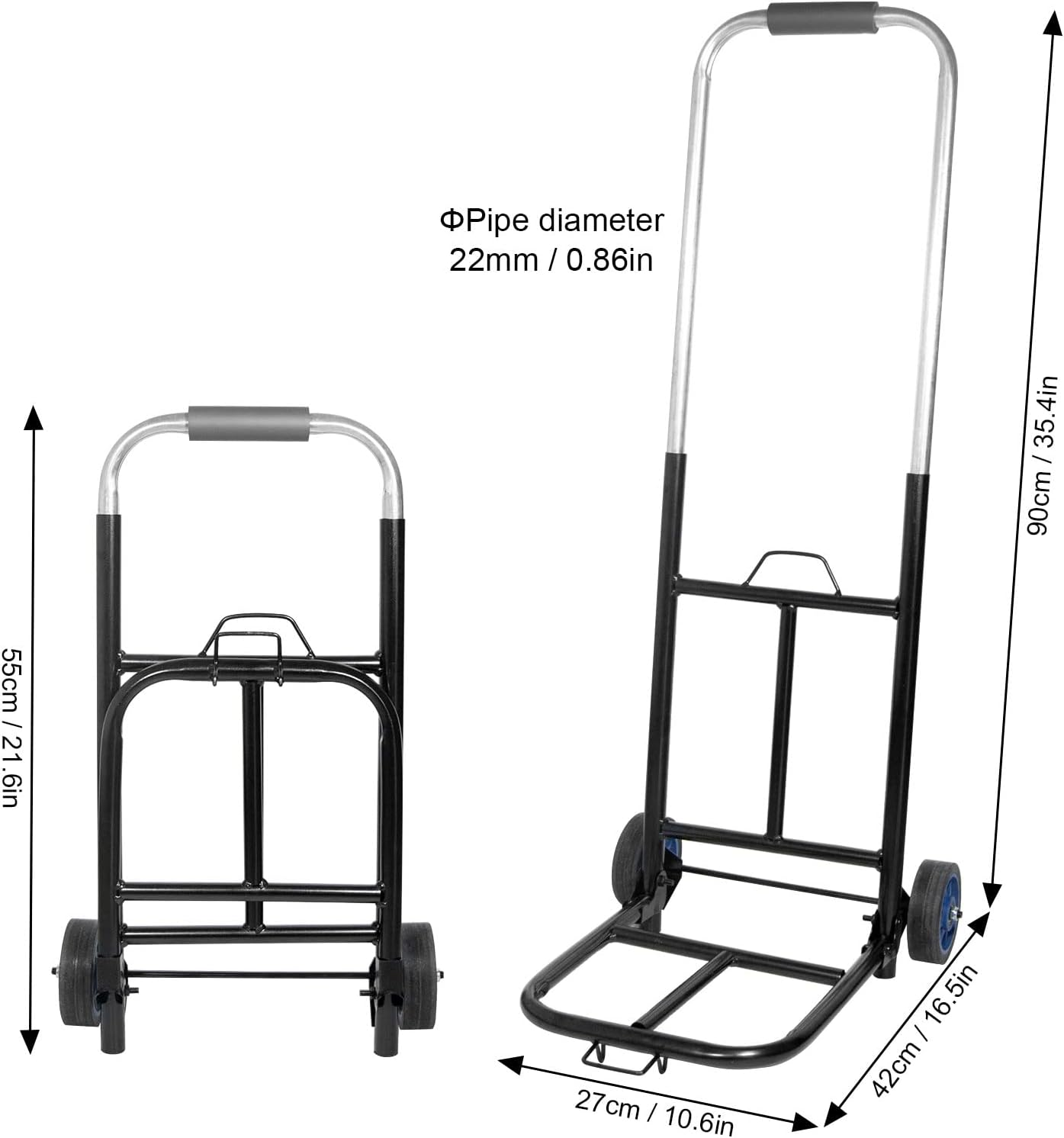 BREENHILL Folding Hand Truck Portable Heavy Duty Luggage Cart with 3