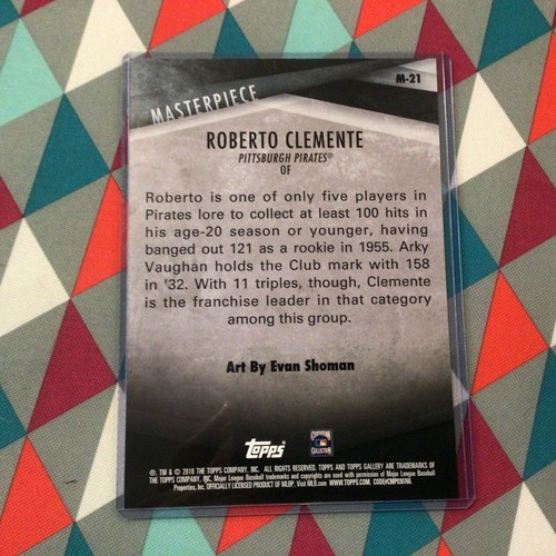 Roberto Clemente #M-21 Pirates HOF 9/10 made 2018 Topps Gallery Masterpiece 5x7 - Picture 3 of 3