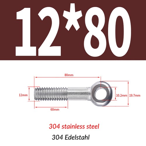 M5-M24 EYE BOLTS THREADED RINGS A2 STAINLESS STEELS CATENARY WIRE HANGING SCREWS - Picture 72 of 142