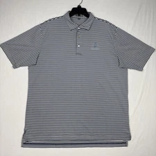 Peter Millar Summer Comfort Polo Men's XL Blue Striped Ritz Carlton Golf Shirt