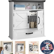 Functional White Wall-Mounted Bathroom Cabinet, 24 W x 25 H - Space Optimization