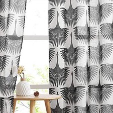 Sheer Curtains Geometric Pattern - Natural Linen Curtains Soft Window Sets