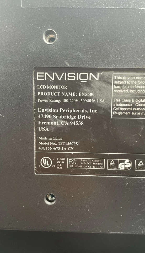 Envision EN5600 TFT1560PS 15" LCD Monitor Flat Panel Display Screen - Image 3 of 4
